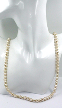 Load image into Gallery viewer, 18k yellow gold 24" necklace with 7mm perfect synthetic champagne round pearls