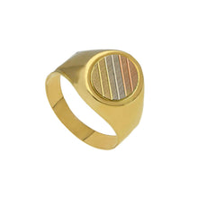 Load image into Gallery viewer, 18k yellow white rose gold signet man chevalier ring 13mm satin central oval