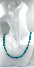 Load image into Gallery viewer, 18k yellow gold 20" necklace, blue jade round faceted 6mm beads spheres balls