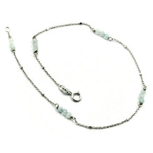 Load image into Gallery viewer, 18K WHITE GOLD ANKLET 9.8" 25cm WITH FACETED AQUAMARINE DIAMETER 3mm