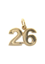 Load image into Gallery viewer, 18K YELLOW GOLD NUMBER 26 TWENTY SIX PENDANT CHARM 0.7 INCHES 17 MM MADE ITALY