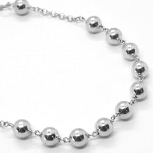 Load image into Gallery viewer, 18K WHITE GOLD ROSARY BRACELET, 5 MM SPHERES, CROSS & MIRACULOUS MEDAL