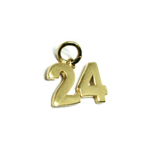 Load image into Gallery viewer, 18K YELLOW GOLD NUMBER 24 TWENTY FOUR PENDANT CHARM 0.7 INCHES 17 MM MADE ITALY