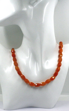Load image into Gallery viewer, 18k yellow gold necklace 16", 13mm natural orange carnelian faceted oval tubes
