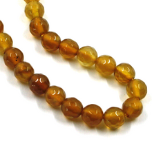 Cargar imagen en el visor de la galería, Pulsera de oro amarillo de 18 quilates de 18,1 cm con esferas de jade marrón facetadas de 6 mm.