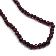 Load image into Gallery viewer, 18k yellow gold necklace 24" with round red garnet 4mm round beads spheres balls
