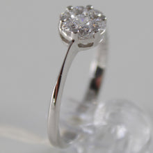 Load image into Gallery viewer, SOLID 18K WHITE SOLITAIRE ROSE FLOWER GOLD RING LUMINOUS BRIGHT, MADE IN ITALY