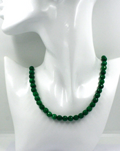 Load image into Gallery viewer, 18k yellow gold necklace 16" with 8mm green natural jade beads spheres balls
