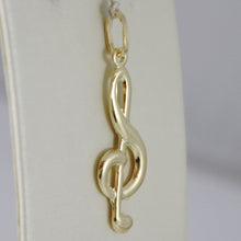 Load image into Gallery viewer, 18K YELLOW GOLD PENDANT CHARMS, TREBLE CLEF, VIOLIN KEY, 36 MM, MADE IN ITALY