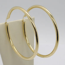 Load image into Gallery viewer, 18K YELLOW GOLD ROUND CIRCLE EARRINGS DIAMETER 60 MM, WIDTH 3 MM, MADE IN ITALY