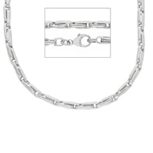 Load image into Gallery viewer, 18k white gold chain alternate ovals 4 mm, 20 inches, squared tube necklace