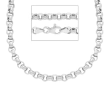 Load image into Gallery viewer, 18k white gold chain 19.70 in, big round circle rolo link, 4 mm made in Italy