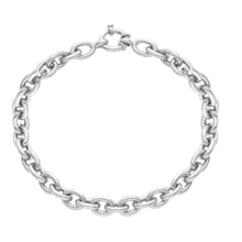 Cargar imagen en el visor de la galería, PULSERA DE ORO BLANCO DE 18 QUILATES DE 20 CM (7,9"), ESLABONES ROLO GRANDES OVALADOS DE 8,5 X 6,5 MM