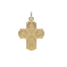 Load image into Gallery viewer, 18K YELLOW SCAPULAR 4 WAY CROSS SACRED HEART MIRACULOUS CHRISTOPHER CARMEL, FLAT 21MM
