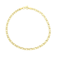 Cargar imagen en el visor de la galería, PULSERA DE ORO DE 9 QUILATES CON ESLABONES PLANOS DE OJO DE TIGRE DE 3 MM DE GROSOR, 19 CM, 7,5 PULGADAS