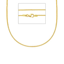 Cargar imagen en el visor de la galería, Cadena de oro amarillo de 18 quilates con forma de mini cesta, eslabón redondo de palomitas de maíz, 1 mm de ancho, 15,75 pulgadas