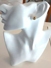 Load image into Gallery viewer, 18k yellow gold stud pendant 10mm smooth braided rounded knot earrings