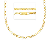 Load image into Gallery viewer, SOLID 18K GOLD FIGARO GOURMETTE CHAIN THIN 2.5mm WIDTH, 24", ALTERNATE 3+1 NECKLACE