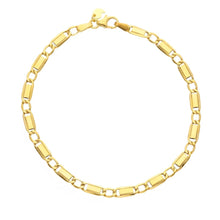 Load image into Gallery viewer, 9K YELLOW GOLD BRACELET FLAT GOURMETTE CURB ALTERNATE WITH OVAL 4mm LINK, 8.3"