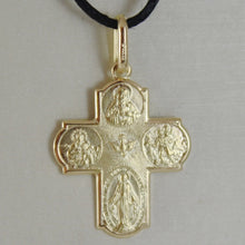 Load image into Gallery viewer, SOLID 18K YELLOW SCAPULAR 4 WAY CROSS SACRED HEART MIRACULOUS CHRISTOPHER CARMEL MEDAL, 21MM