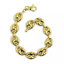 Load image into Gallery viewer, 18k yellow gold mariner bracelet big 12 mm, 8.3 inches, anchor rounded puffed oval link