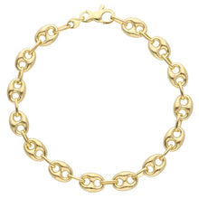 Load image into Gallery viewer, 18K YELLOW GOLD MARINER BRACELET BIG 8 MM, 8.3 INCHES, ANCHOR ROUNDED LINK