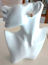 Load image into Gallery viewer, 18k yellow gold stud pendant 12mm smooth braided rounded knot earrings