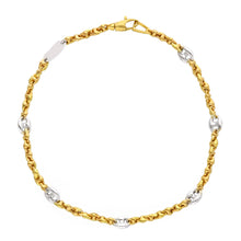 Load image into Gallery viewer, 18K YELLOW WHITE GOLD ALTERNATE 4mm MARINER BRACELET, 7.3 INCHES, MADE IN ITALY