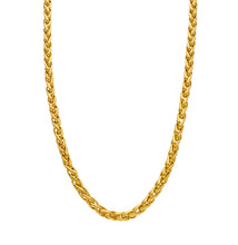 Cargar imagen en el visor de la galería, 18K YELLOW GOLD CHAIN, NECKLACE SPIGA WHEAT, BIG 5mm, TWISTED, SHOWY, WAVY, EAR.