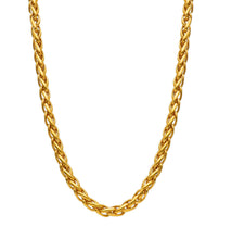 Cargar imagen en el visor de la galería, 18K YELLOW GOLD CHAIN, NECKLACE SPIGA WHEAT, BIG 6mm, TWISTED, SHOWY, WAVY, EAR.
