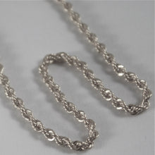 Load image into Gallery viewer, 18K WHITE GOLD CHAIN NECKLACE BRAID ROPE LINK 15.75 INCHES, 2.2mm MADE IN ITALY