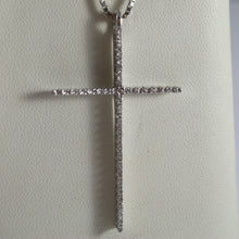 Load image into Gallery viewer, SOLID 18K WHITE GOLD NECKLACE WITH BIG CROSS, DIAMONDS, DIAMOND MADE IN ITALY