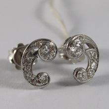 Load image into Gallery viewer, SOLID 18K WHITE GOLD EARRINGS, ETHNYC STYLE WITH DIAMONDS, DIAMOND MADE IN ITALY