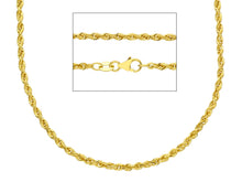 Load image into Gallery viewer, SOLID 18K YELLOW GOLD 2.2 mm ROPE CHAIN, 18 INCHES, BRAIDED, MADE IN ITALY.