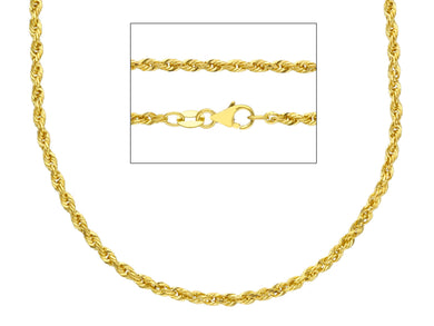 SOLID 18K YELLOW GOLD 2.2 mm ROPE CHAIN, 18 INCHES, BRAIDED, MADE IN ITALY.