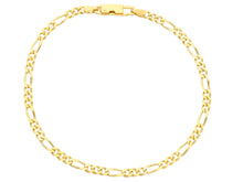 Load image into Gallery viewer, SOLID 18K YELLOW GOLD BRACELET 3 MM SQUARED FIGARO GOURMETTE ALTERNATE 3+1, 7.5".