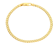 Load image into Gallery viewer, SOLID 18K GOLD BRACELET GOURMETTE CUBAN CURB FLAT 3.5 MM LINK, 20cm 7.9" ITALY.