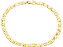 Load image into Gallery viewer, SOLID 18K YELLOW GOLD BRACELET FLAT 5.5 MM TIGER EYE INFINITE LINK, 21 CM, 8.3".