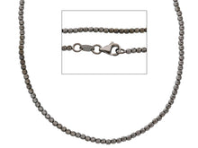 Load image into Gallery viewer, BURNISHED BLACK 18K GOLD CHAIN FINELY WORKED SPHERES 2 MM DIAMOND CUT BALLS, 18".