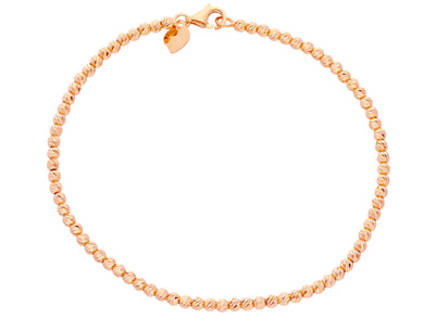 18k rose gold bracelet, 19 cm, finely worked spheres, 2.5 mm diamond cut balls.