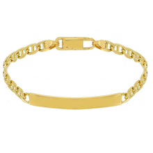 Load image into Gallery viewer, SOLID 18K YELLOW GOLD BRACELET 3.8mm FLAT MARINER OVAL LINK ENGRAVING PLATE 8.3".