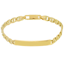 Load image into Gallery viewer, SOLID 18K YELLOW GOLD BRACELET 5mm FLAT MARINER OVAL LINKS ENGRAVING PLATE, 7.5".