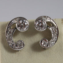 Load image into Gallery viewer, SOLID 18K WHITE GOLD EARRINGS, ETHNYC STYLE WITH DIAMONDS, DIAMOND MADE IN ITALY