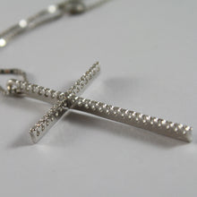 Load image into Gallery viewer, SOLID 18K WHITE GOLD NECKLACE WITH BIG CROSS, DIAMONDS, DIAMOND MADE IN ITALY