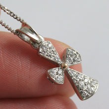 Load image into Gallery viewer, SOLID 18K WHITE GOLD NECKLACE WITH CROSS, DIAMONDS, DIAMOND MADE IN ITALY