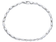 Load image into Gallery viewer, 18k white gold bracelet 3.5mm alternate rounded tube link, 21cm 8.3" Italy made.
