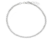 Load image into Gallery viewer, 18k white gold 3mm balls bracelet, 18cm, 7.1", smooth spheres, made in Italy.