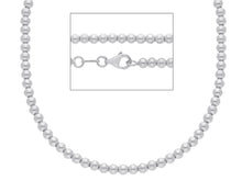 Load image into Gallery viewer, 18k white gold 3 mm balls chain, 18 inches, smooth spheres, made in Italy.