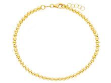 Charger l'image dans la galerie, 18k yellow gold 3mm balls bracelet, 18cm, 7.1", smooth spheres, made in Italy.
