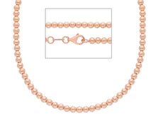 Cargar imagen en el visor de la galería, 18k rose gold 3 mm balls chain, 18 inches, smooth spheres, made in Italy.